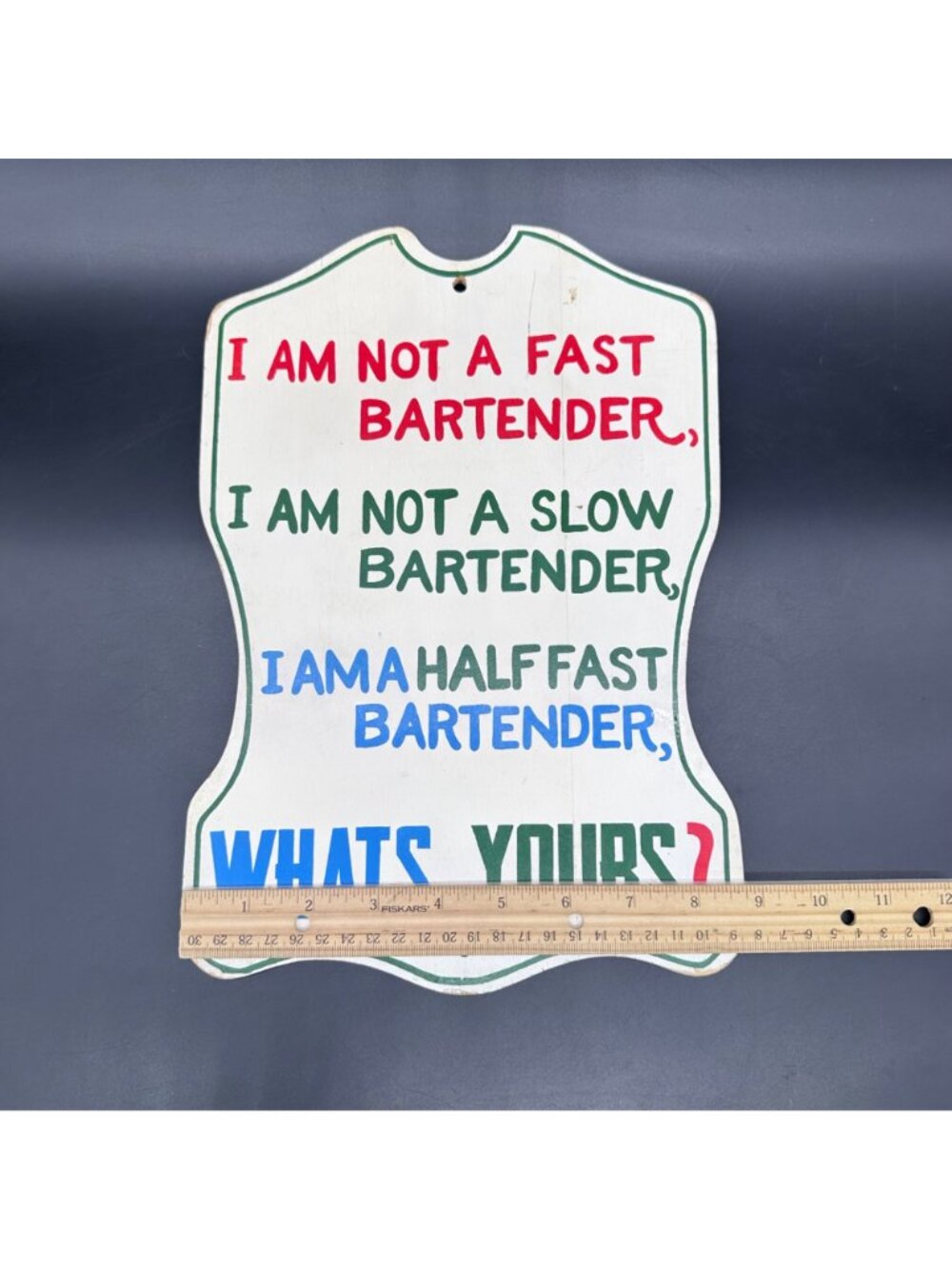 Vintage Bar Sign I Am Not A Fast Bartender Wooden 1970s Kitschy Wall Hanging - Picture 10 of 10